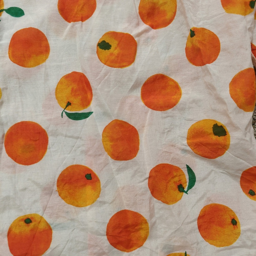 J.Crew Perfect Shirt Womens 4 Orange Fruit Print Cotton Silk Button Up 91819 - Picture 8 of 11
